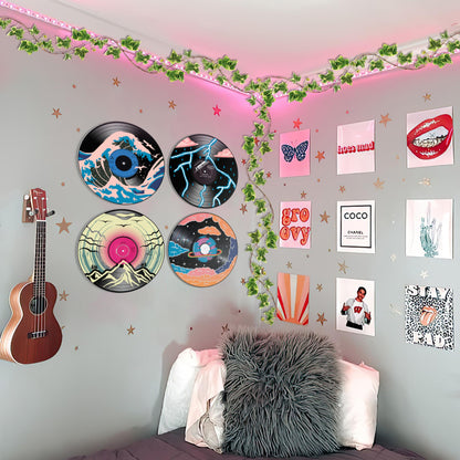 HK Studio Hippie Decor, Posters for Room Aesthetic, Supernatural - Record Decor, Music Themed Party Decorations, 4 Pcs 12"