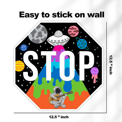 Hippie Decor, Galaxy Stop Sign - Trippy Room Decor, 13" x 13"