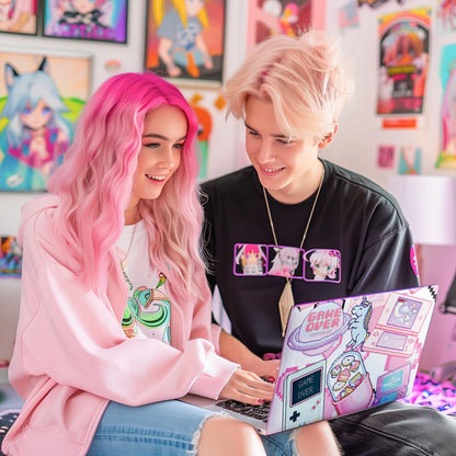 Laptop Skin Decal HP 15.6" - Kawaii Pixel Laptop Cover Sticker No Cutting Required, No Bubble, Waterproof, Scratch Resistant - Including Wide Screen and Wrist Pad