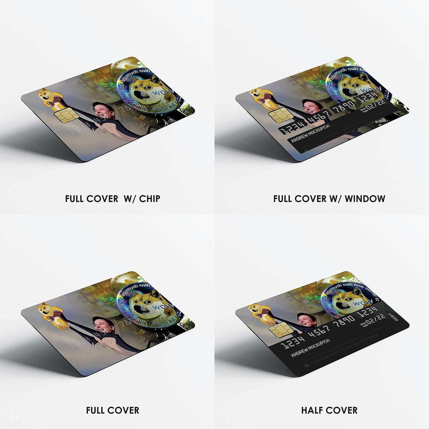 HK Studio Card Skin Sticker Dogecoin Meme for EBT, Transportation, Key, Credit, Debit Card Skin - Covering and Personalizing Bank Card - No Bubble, Slim, Waterproof, Digital-Printed