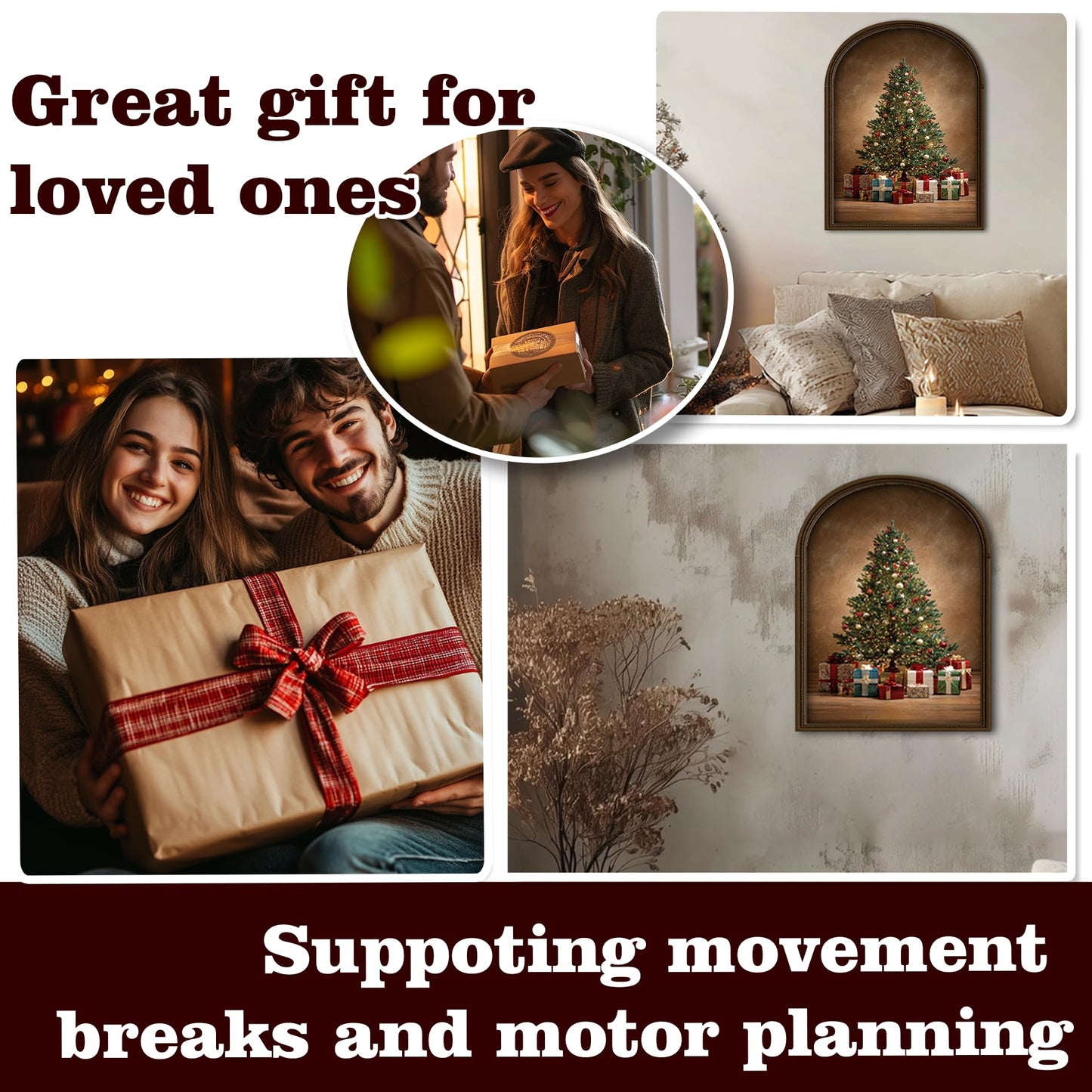 HK Studio Vintage Christmas Decor, Xmas Tree Artwork - Christmas Decorations, Unframed 13" x 17"