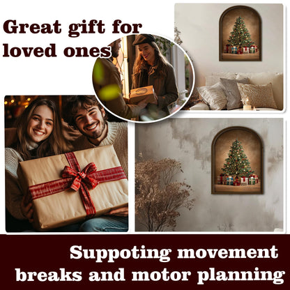 HK Studio Vintage Christmas Decor, Xmas Tree Artwork - Christmas Decorations, Unframed 13" x 17"