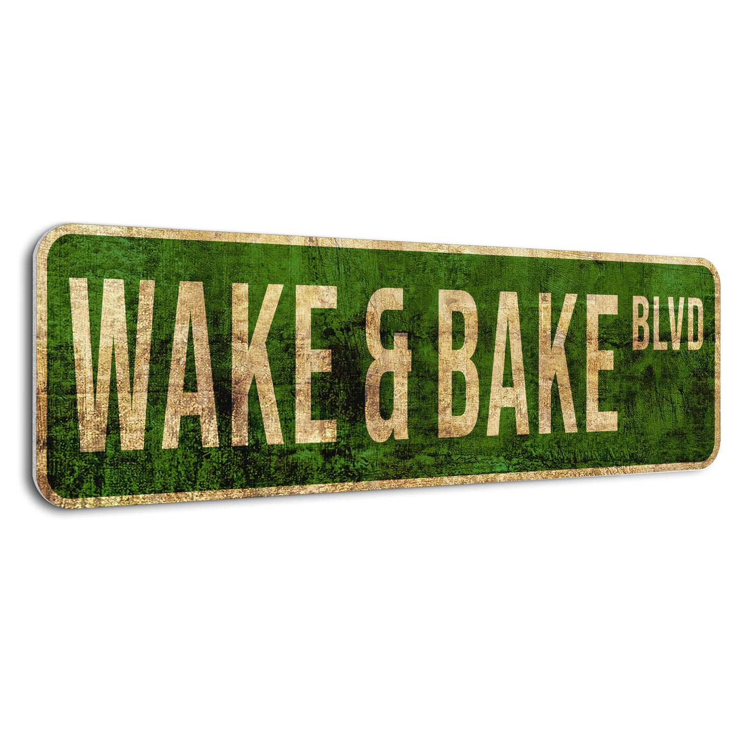 HK Studio Funny Street Sign for Teen Room 5" x 16" - Wake & Bake Blvd Dorm Decor, Hippie Room Decor Aesthetic, Funky Decor