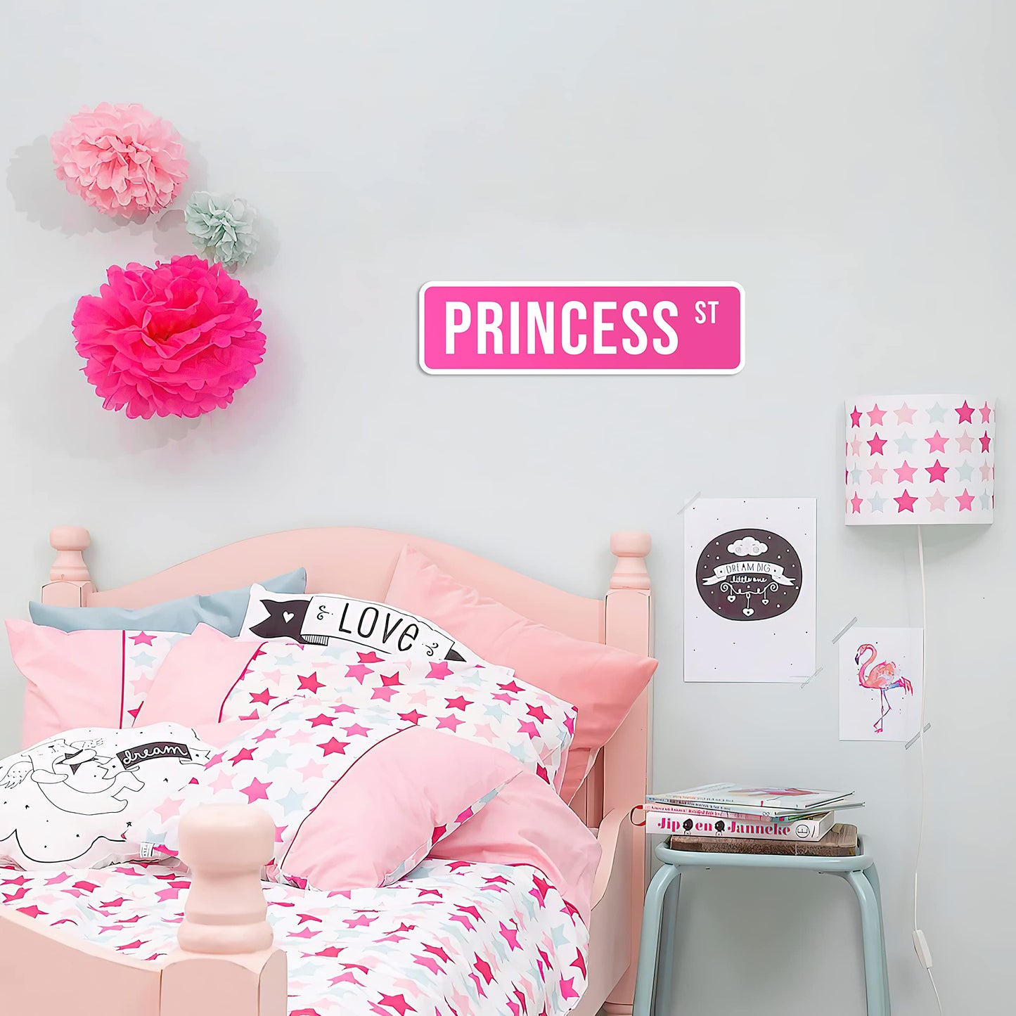 Princess Room Decor for Girls Bedroom - Princess St Pink Room Decor for Little Girls