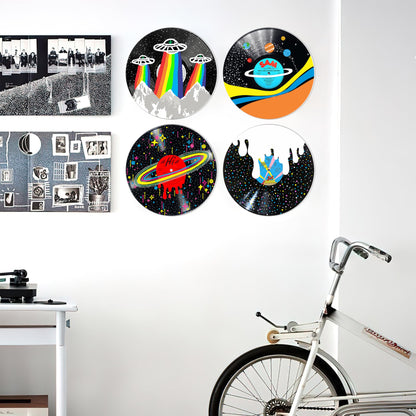 HK Studio Hippie Decor, Posters for Room Aesthetic, Galaxy - Record Decor, Music Themed Party Decorations, 4 Pcs 12"