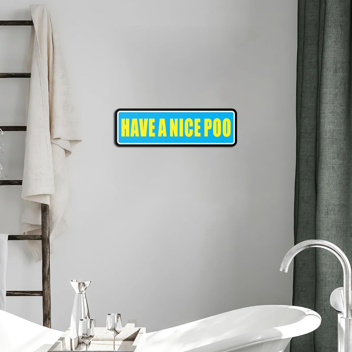 HK Studio Funny Bathroom Sign Toilet Decor 5" x 16" - Have A Nice Po Funny Street Sign for Restroom, Bathroom, Toilet