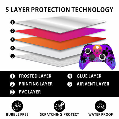 Skin Sticker Compatible with XBX Series X Cover - Vaporwave, 2 Controller Skins & Console Skin - No Bubble, Full Protection, Removable