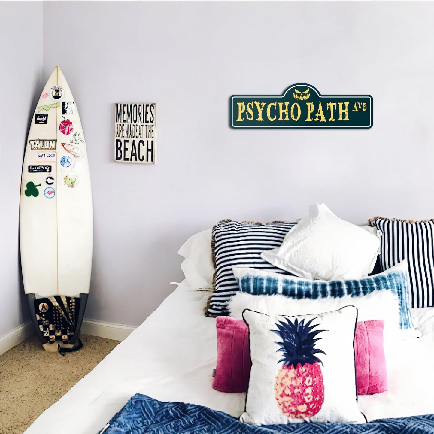 HK Studio Funny Street Sign for Teen Room 5" x 16" - Psycho Path Ave Dorm Decor, Hippie Room Decor Aesthetic, Funky Decor