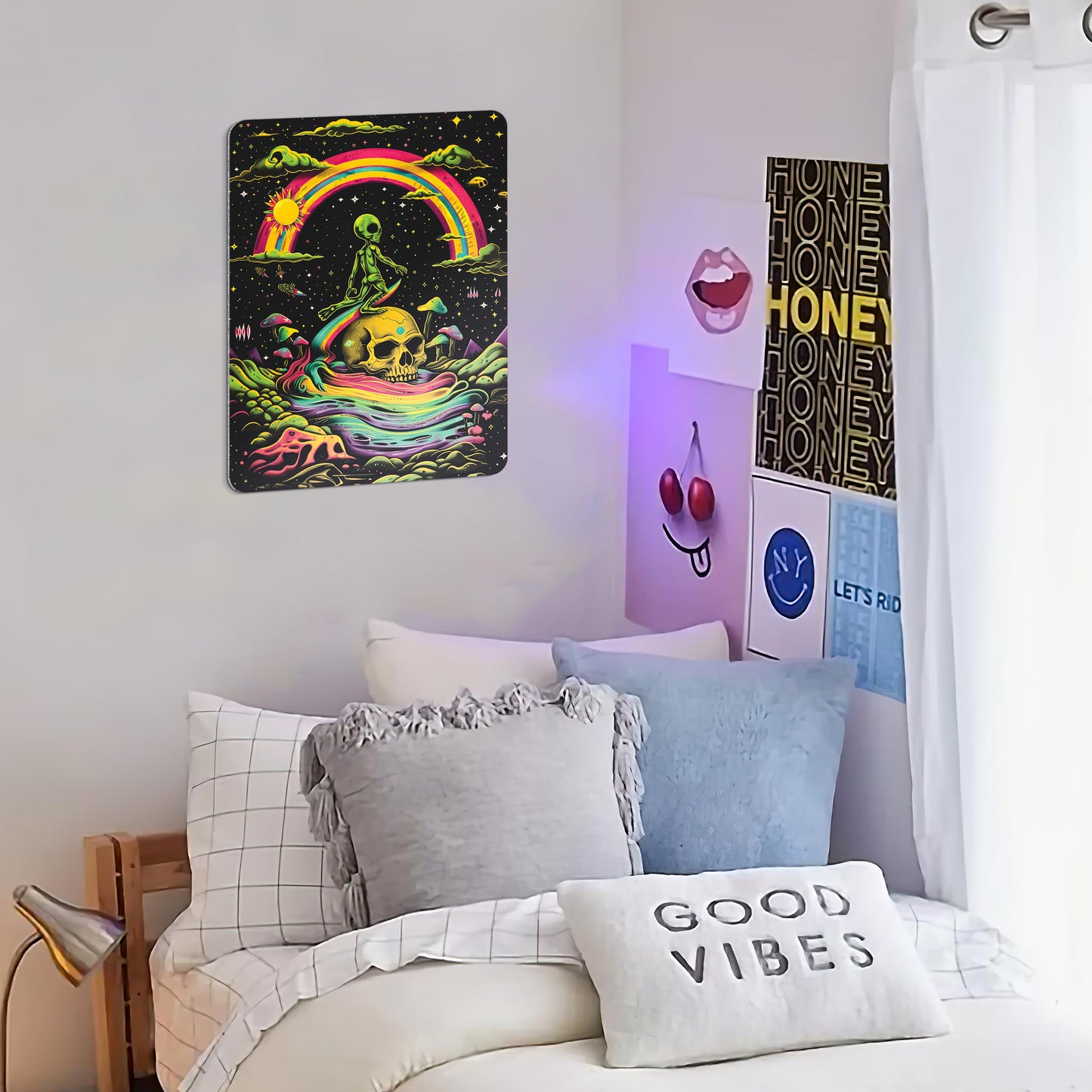 HK Studio Hippie Room Decor Posters - Alien, Mushroom, Skull Hippie Decor, Hippie Wall Decor