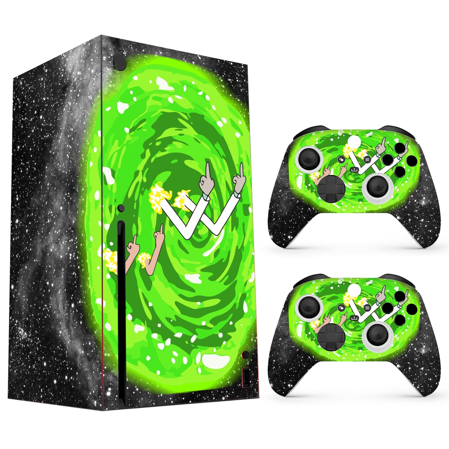 Skin Sticker Compatible with XBX Series X Cover - Funny Portal, 2 Controller Skins & Console Skin - No Bubble, Full Protection, Removable