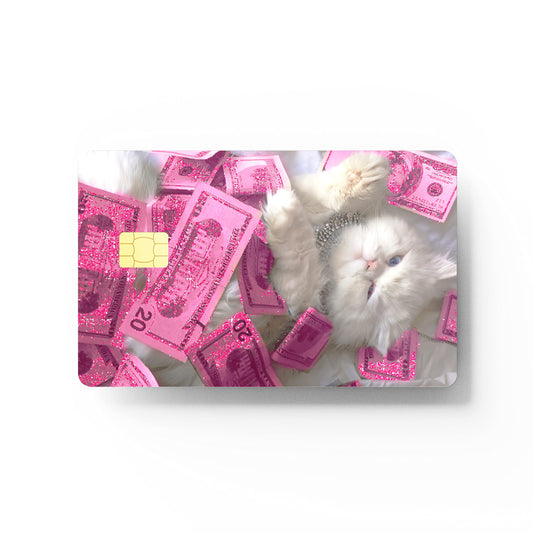 Debit Card Skin Cover Sticker - Cat Money 4Pcs Credit Card Sticker Protecting & Personalizing Bank, EBT, Metro, Key Card - No Bubble, Slim, Waterproof, Removable