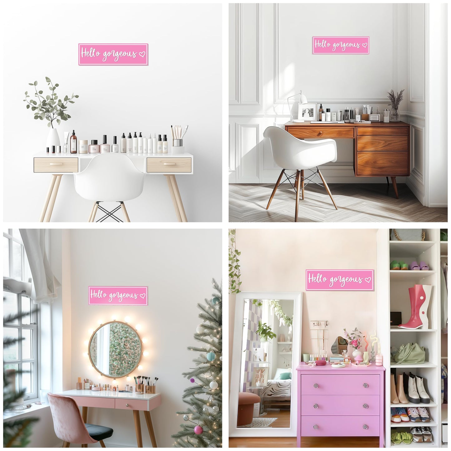 HK Studio Room Decor for Teen Girls - Hello Gorgeous Pink Room Decor