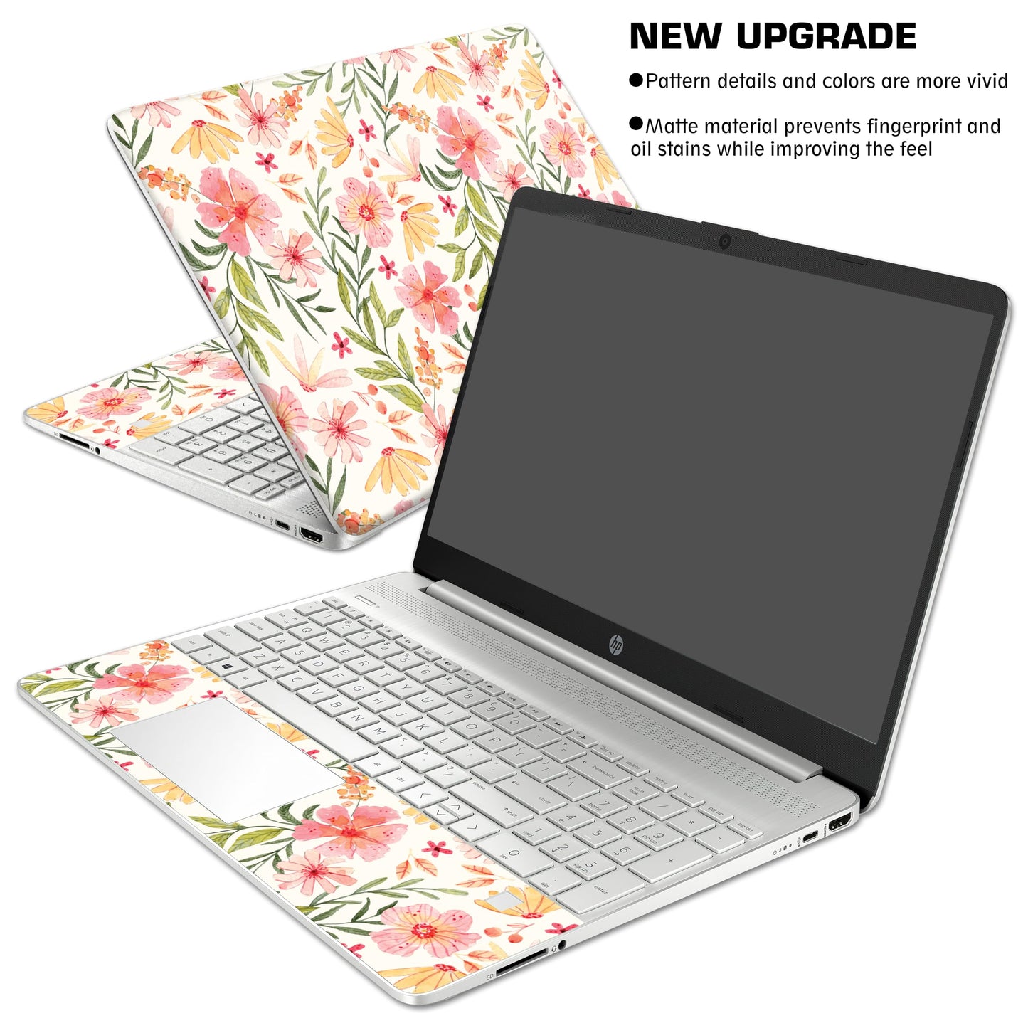 Laptop Skin Decal HP 15.6" - Botanical, Laptop Cover Sticker, No Cutting Required, No Bubble, Waterproof, Scratch Resistant - Including Wide Screen and Wrist Pad