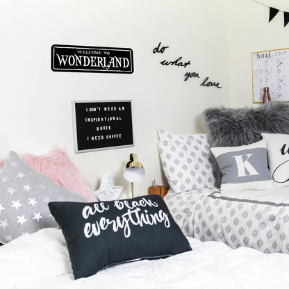 HK Studio Gothic Decor Alice Welcome to Wonderland 5" x 15" - Emo Witch Dark Academia Room Decor Aesthetic