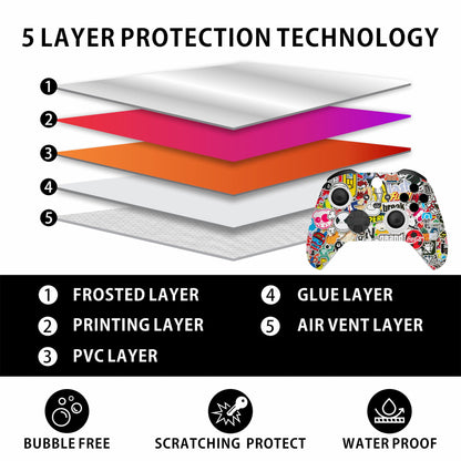 Skin Sticker Compatible with XBX Series X Cover - Sticker Bomb, 2 Controller Skins & Console Skin - No Bubble, Full Protection, Removable
