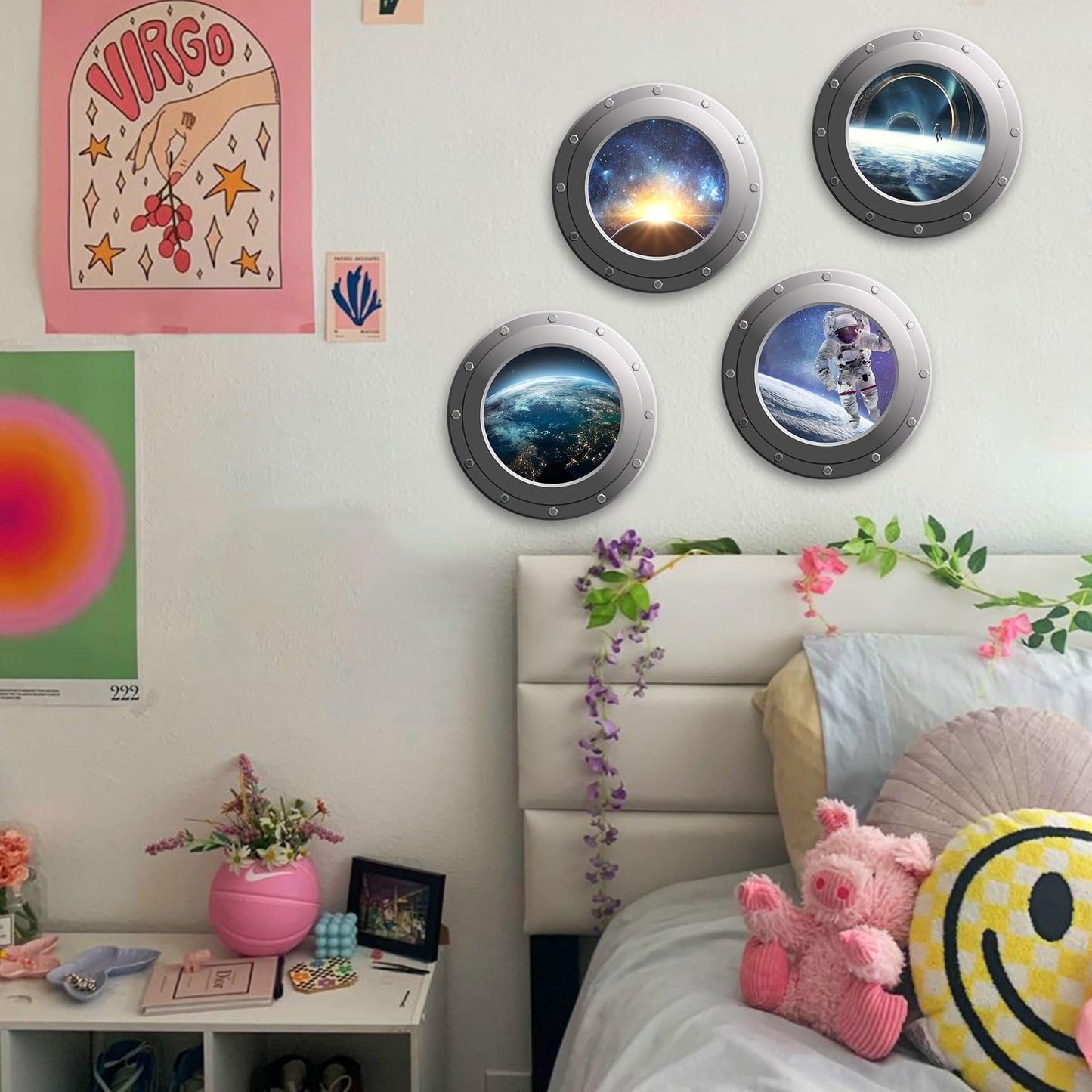 HK Studio Space Decor Astronaut Posters - Spaceship Porthole, Space Decorations, Space Themed Bedroom Decor