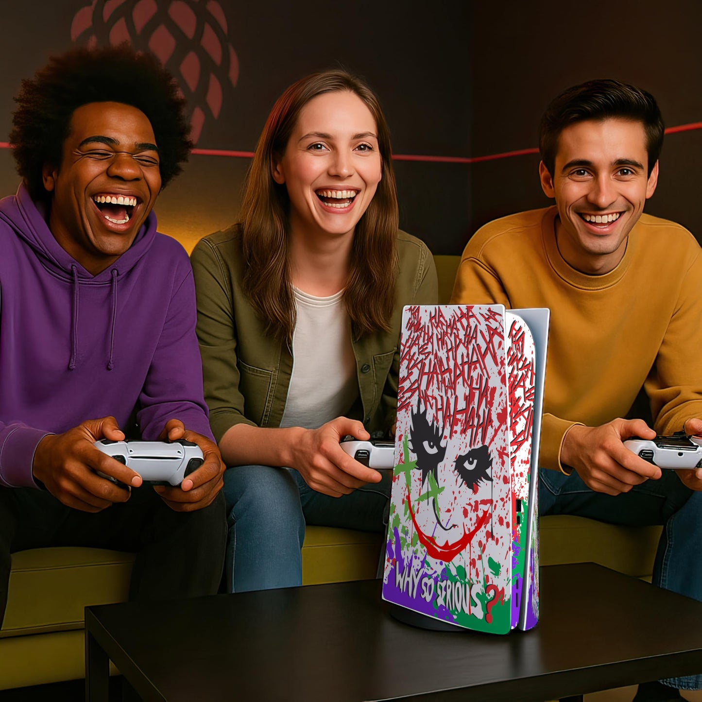 Skin Sticker for Game Console 5 Cover - Clown Art, Compatible with Both Disc Edition & Digital Edition (not Slim Ver) - 2 Controller Skins & Console Skin - No Bubble, Full Protection, Removable