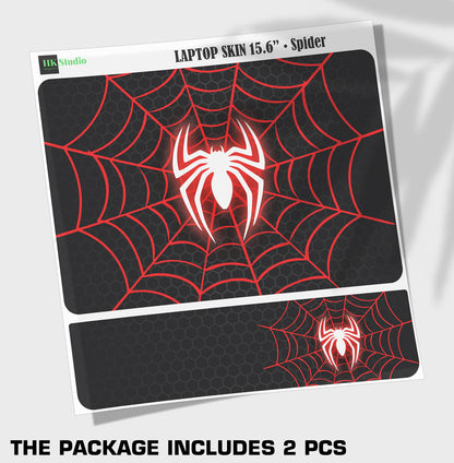 HK Studio Laptop Skin Decal Specific Fit for HP 15.6" with No Cutting Required, No Bubble, Waterproof, Scratch Resistant, Spider Design - Including Wide Screen and Full Wrist Pad Skin