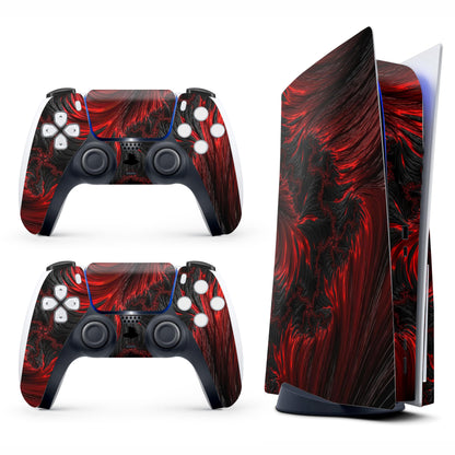 Skin Sticker for Game Console 5 Cover - Blood Hell, Compatible with Both Disc Edition & Digital Edition (not Slim Ver) - 2 Controller Skins & Console Skin - No Bubble, Full Protection, Removable