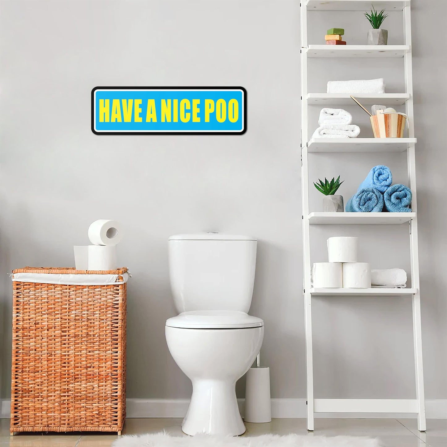 HK Studio Funny Bathroom Sign Toilet Decor 5" x 16" - Have A Nice Po Funny Street Sign for Restroom, Bathroom, Toilet