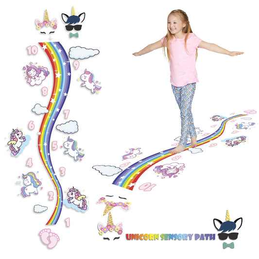 Classroom Decor Sensory Path Decals for Floor & Wall - Rainbow Shape Walk Path Hopscotch Floor Stickers for Boosting Gross Motor Skills