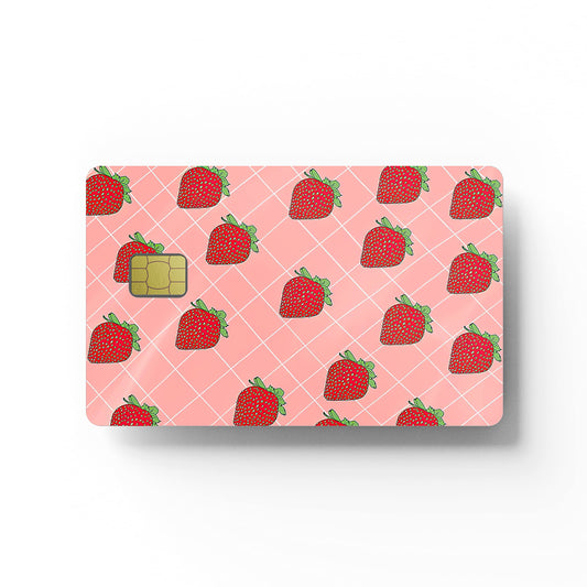 HK Studio Card Skin Sticker Strawberry for EBT, Key, Transportation, Debit, Credit Card Skin - Covering Personalizing Bank Card - No Bubble, Slim, Waterproof, Digital-Printed