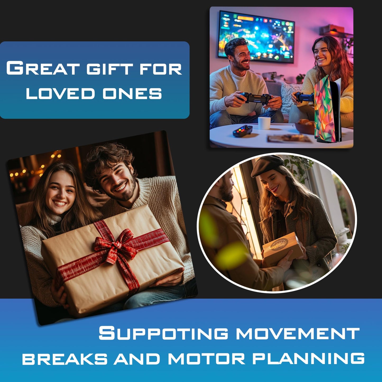 Skin Sticker for Game Console 5 Cover - 3D Polygon, Compatible with Both Disc Edition & Digital Edition (not Slim Ver) - 2 Controller Skins & Console Skin - No Bubble, Full Protection