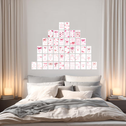 HK Studio Pink Bow Decor - Bible Verses Wall Decor, Posters for Room Decor Aesthetic, Unframed 48 Pcs 4" x 6"