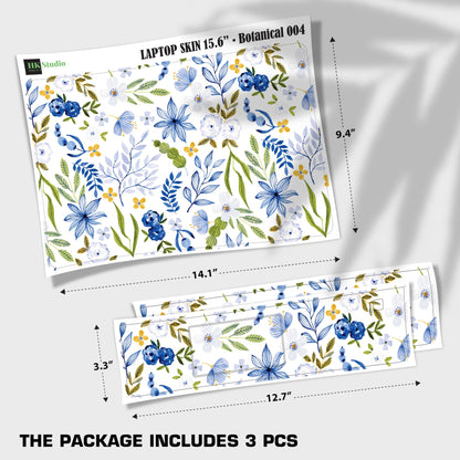 Laptop Skin Decal HP 15.6" - Botanical, Laptop Cover Sticker, No Cutting Required, No Bubble, Waterproof, Scratch Resistant - Including Wide Screen and Wrist Pad
