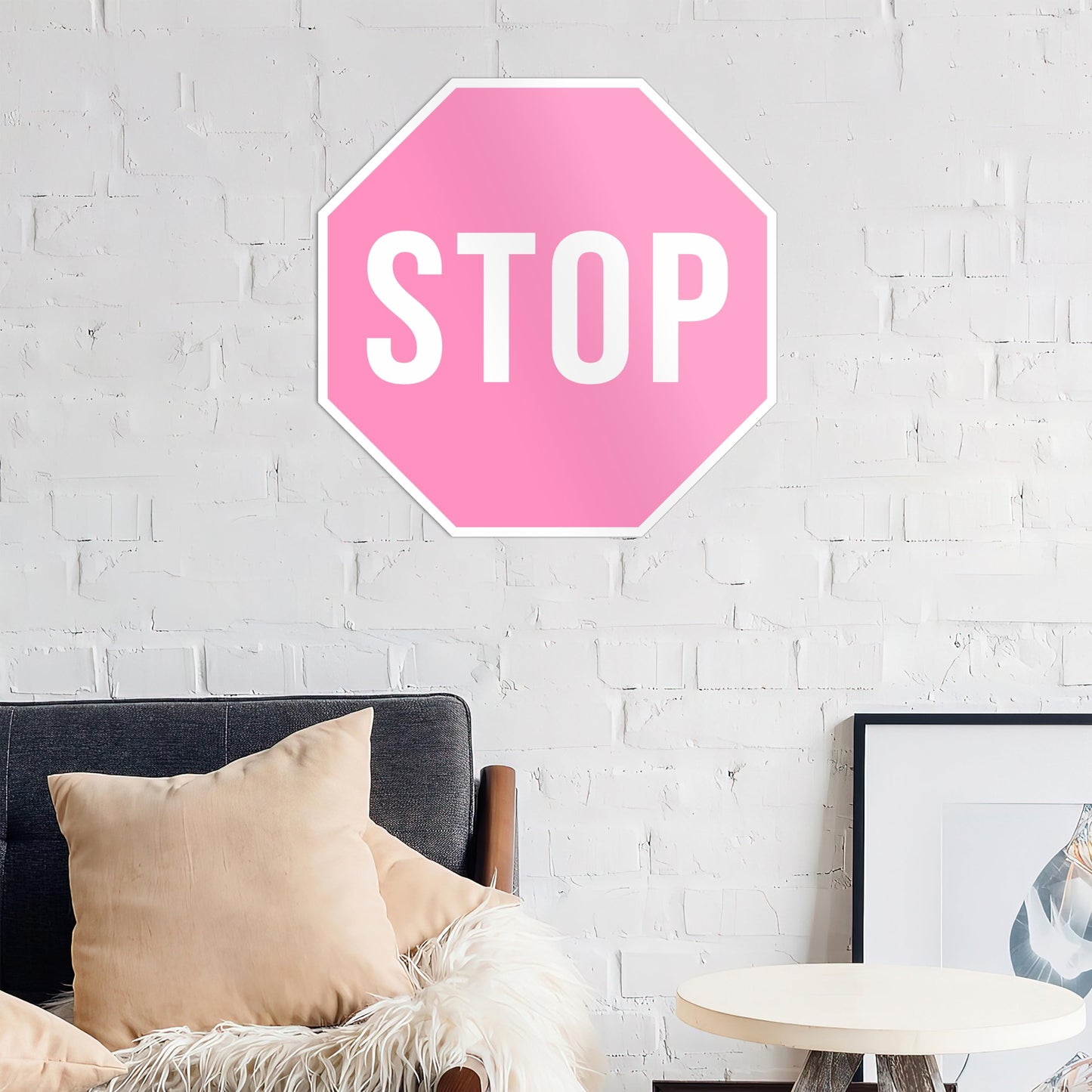 Pink Room Decor for Teen Girls - Pink Stop Sign, Pink Wall Decor