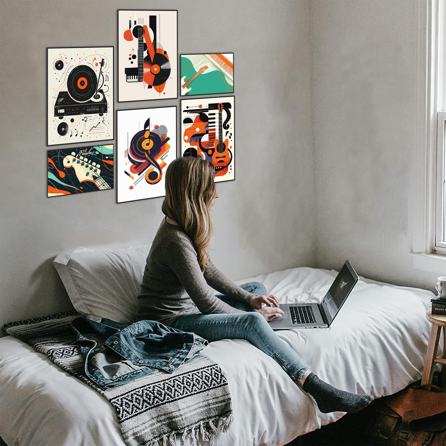 Music Posters Room Decor Aesthetic Pack 6 - Illusion Framed Dorm Decor, Music Room Decor, Teen Room Decor, Cozy Room Decor