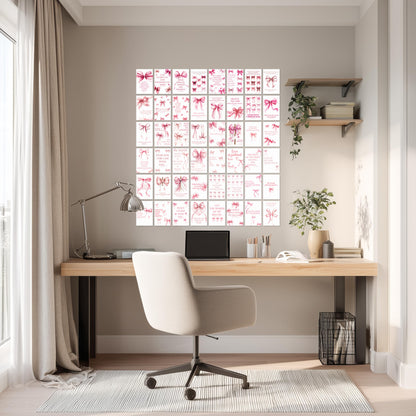 HK Studio Pink Bow Decor - Bible Verses Wall Decor, Posters for Room Decor Aesthetic, Unframed 48 Pcs 4" x 6"