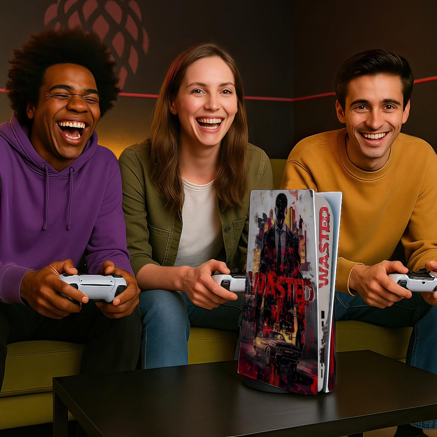 Skin Sticker for Game Console 5 Cover - Gangster, Compatible with Both Disc Edition & Digital Edition (not Slim Ver) - 2 Controller Skins & Console Skin - No Bubble, Removable