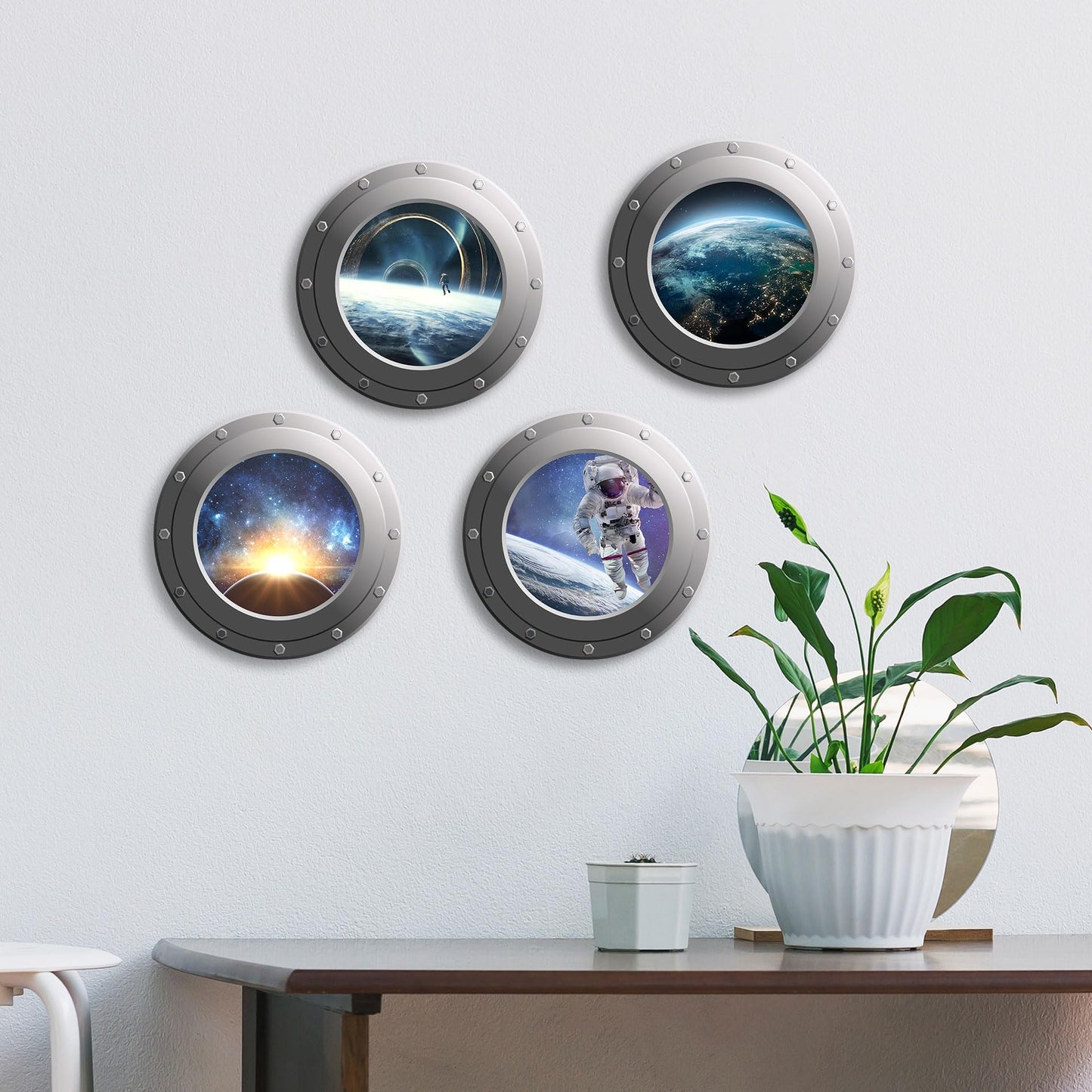 HK Studio Space Decor Astronaut Posters - Spaceship Porthole, Space Decorations, Space Themed Bedroom Decor