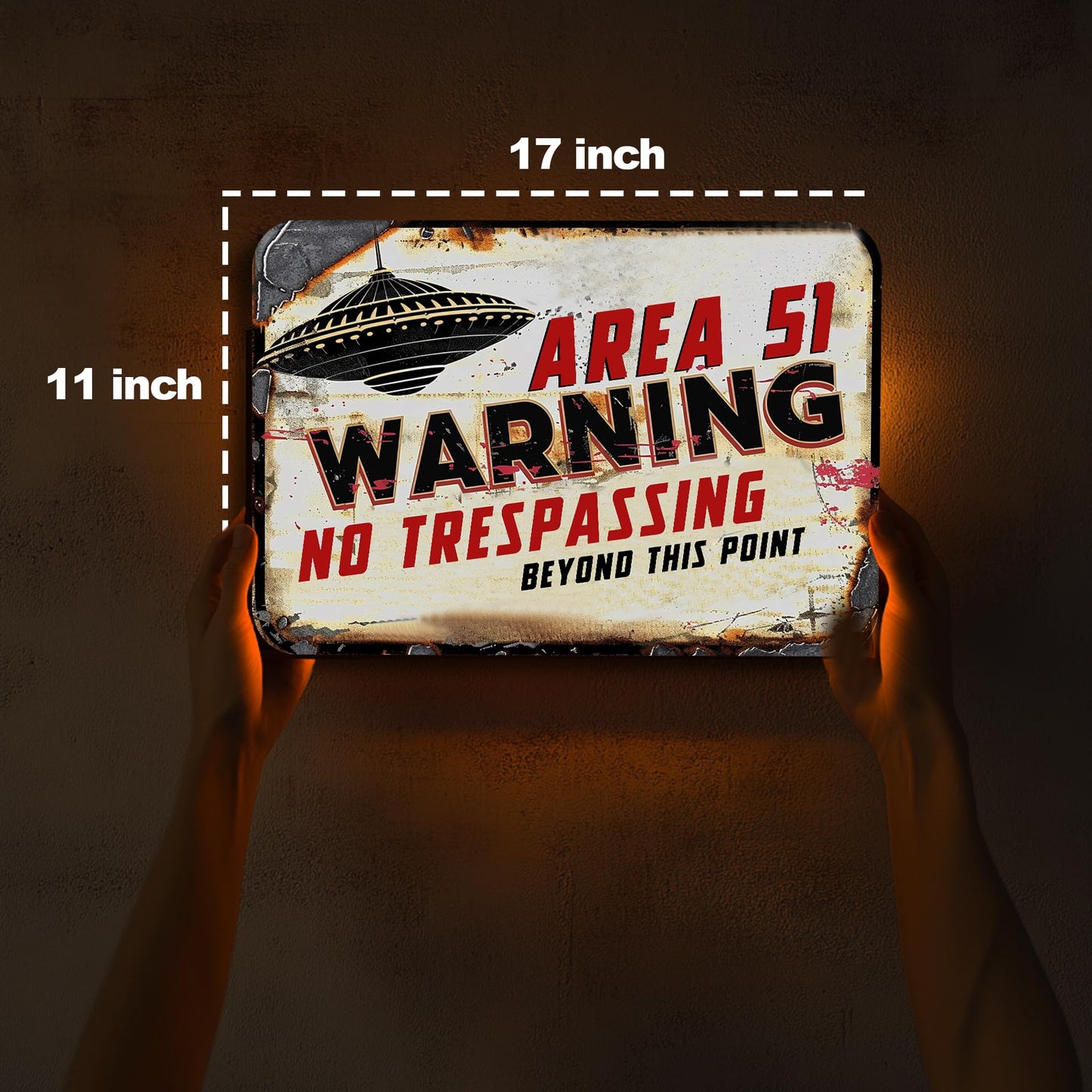 Space Decor Poster - Area 51 Warning No Trespassing Beyond This Point Space Themed Bedroom Decor