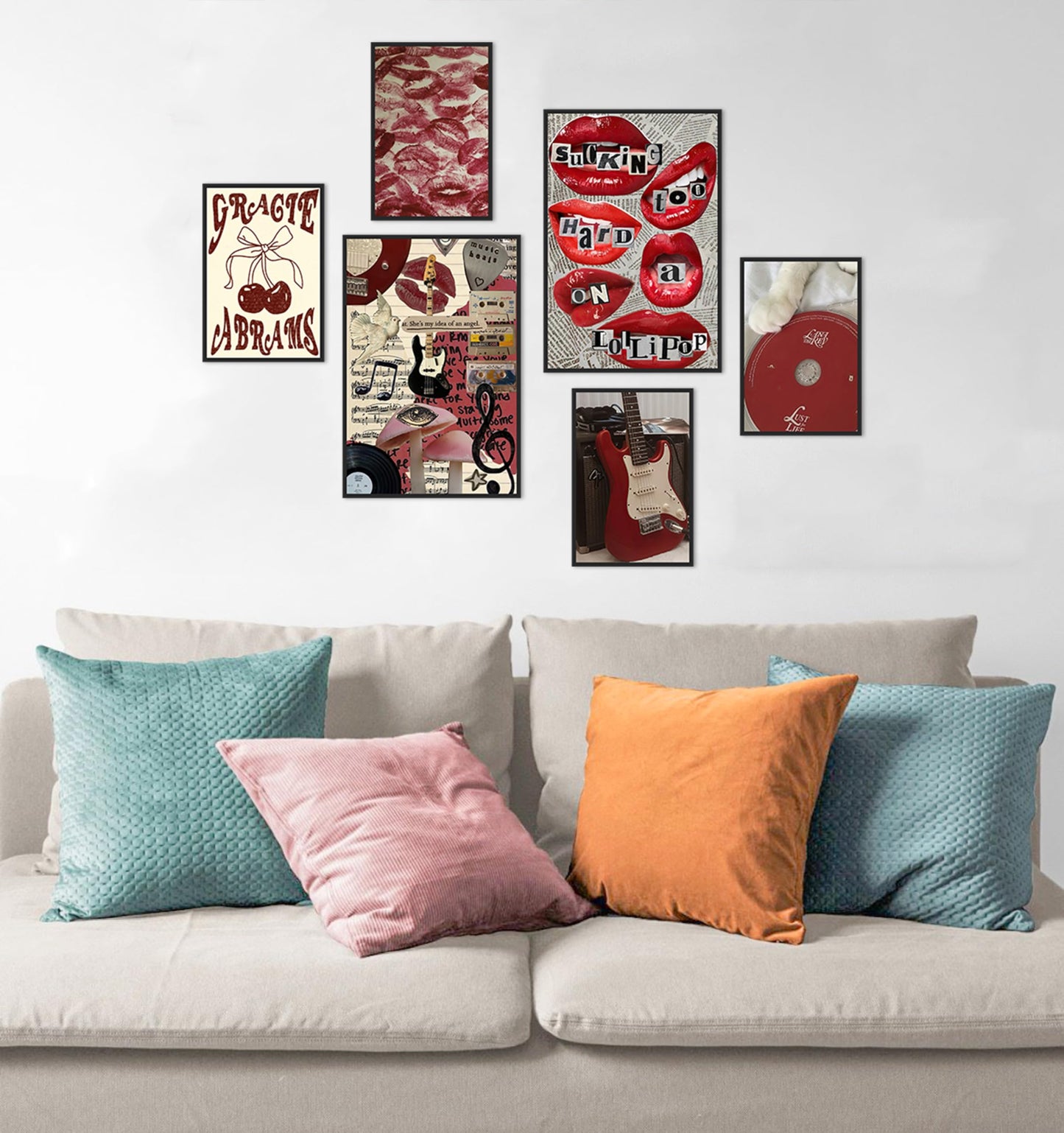 Y2K Room Decor Aesthetic Posters Pack 6 - Illusion Framed Dorm Decor, Downtown Girl Room Decor, Teen Room Decor