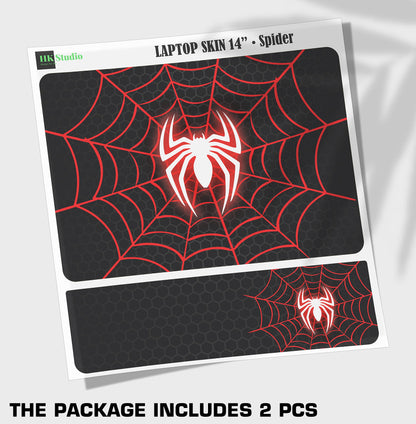 HK Studio Laptop Skin Decal Specific Fit for HP 14" with No Cutting Required, No Bubble, Waterproof, Scratch Resistant, Spider Design - Including Wide Screen and Full Wrist Pad Skin