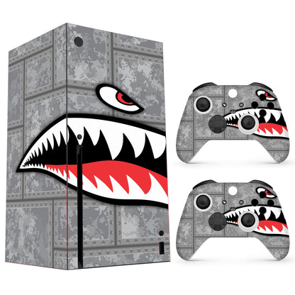 Skin Sticker Compatible with XBX Series X Cover - Funny Shark, 2 Controller Skins & Console Skin - No Bubble, Full Protection, Removable