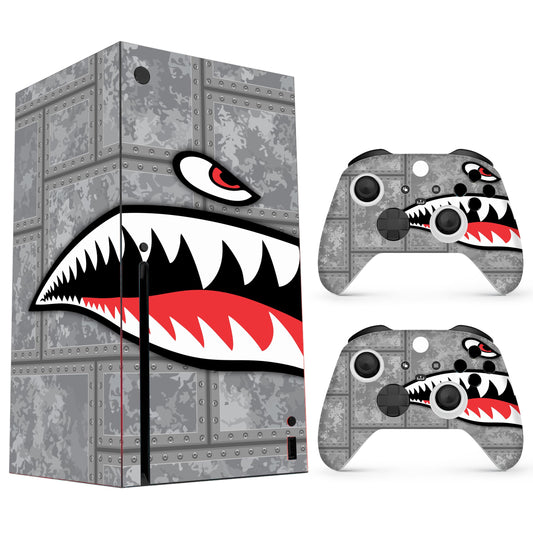 Skin Sticker Compatible with XBX Series X Cover - Funny Shark, 2 Controller Skins & Console Skin - No Bubble, Full Protection, Removable