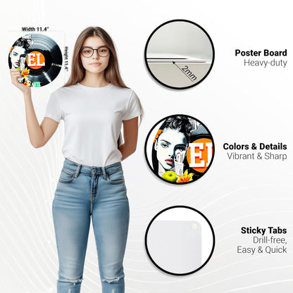 HK Studio Hippie Decor, Posters for Room Aesthetic, Pop Art - Record Decor, Music Themed Party Decorations, 4 Pcs 12"