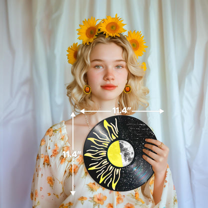 HK Studio Hippie Decor, Posters for Room Aesthetic, Sunflower - Record Decor, Music Themed Party Decorations, 4 Pcs 12"