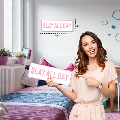 HK Studio Funny Street Sign 8" x 17" - Slay All Day Teen Room Decor Aesthetic