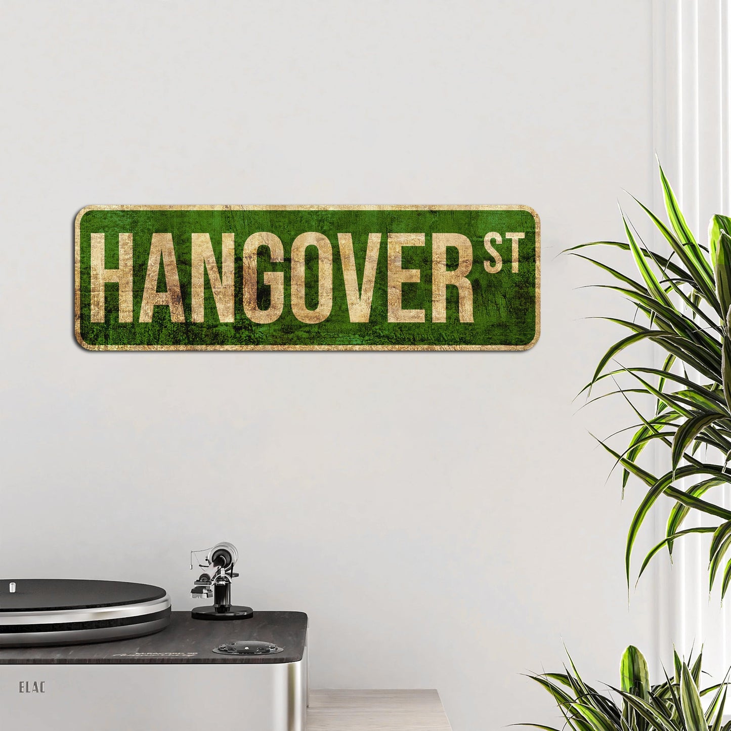 HK Studio Bar Sign Funny Street Sign - Hangover St Funny Bar Decor, Bar Signs for Home Bar Wall