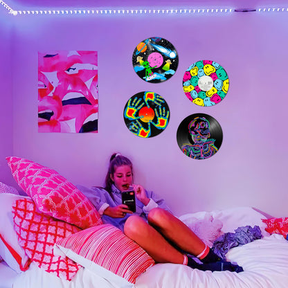 HK Studio Hippie Decor, Posters for Room Aesthetic - Record Decor, Music Themed Party Decorations, 4 Pcs 12"