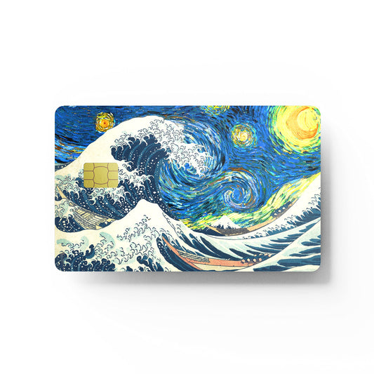 HK Studio Card Skin Sticker Starry Great Wave for EBT, Transportation, Key, Credit, Debit Card Skin - Protecting and Personalizing Bank Card - No Bubble, Slim, Waterproof, Digital-Printed