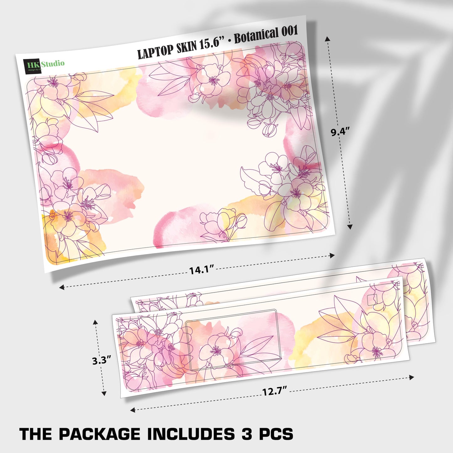 Laptop Skin Decal HP 15.6" - Botanical, Laptop Cover Sticker, No Cutting Required, No Bubble, Waterproof, Scratch Resistant - Including Wide Screen and Wrist Pad