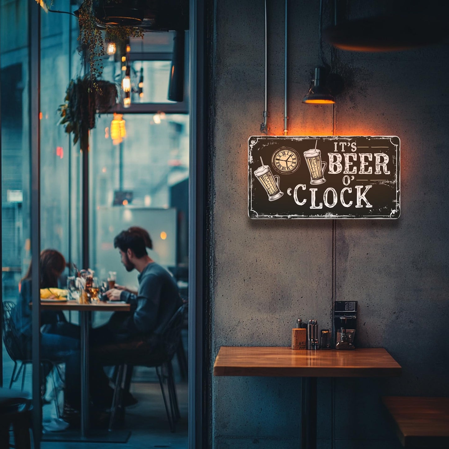 HK Studio Funny Bar Sign - It's Beer O'clock Bar Decor