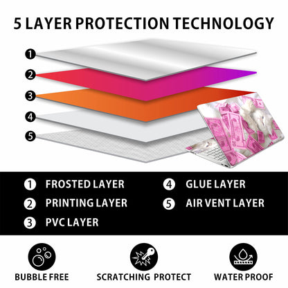 HK Studio Laptop Skin Decal Specific Fit for HP 15.6" with No Cutting Required, No Bubble, Waterproof, Scratch Resistant, Money Cat Design - Including Wide Screen and Full Wrist Pad Skin