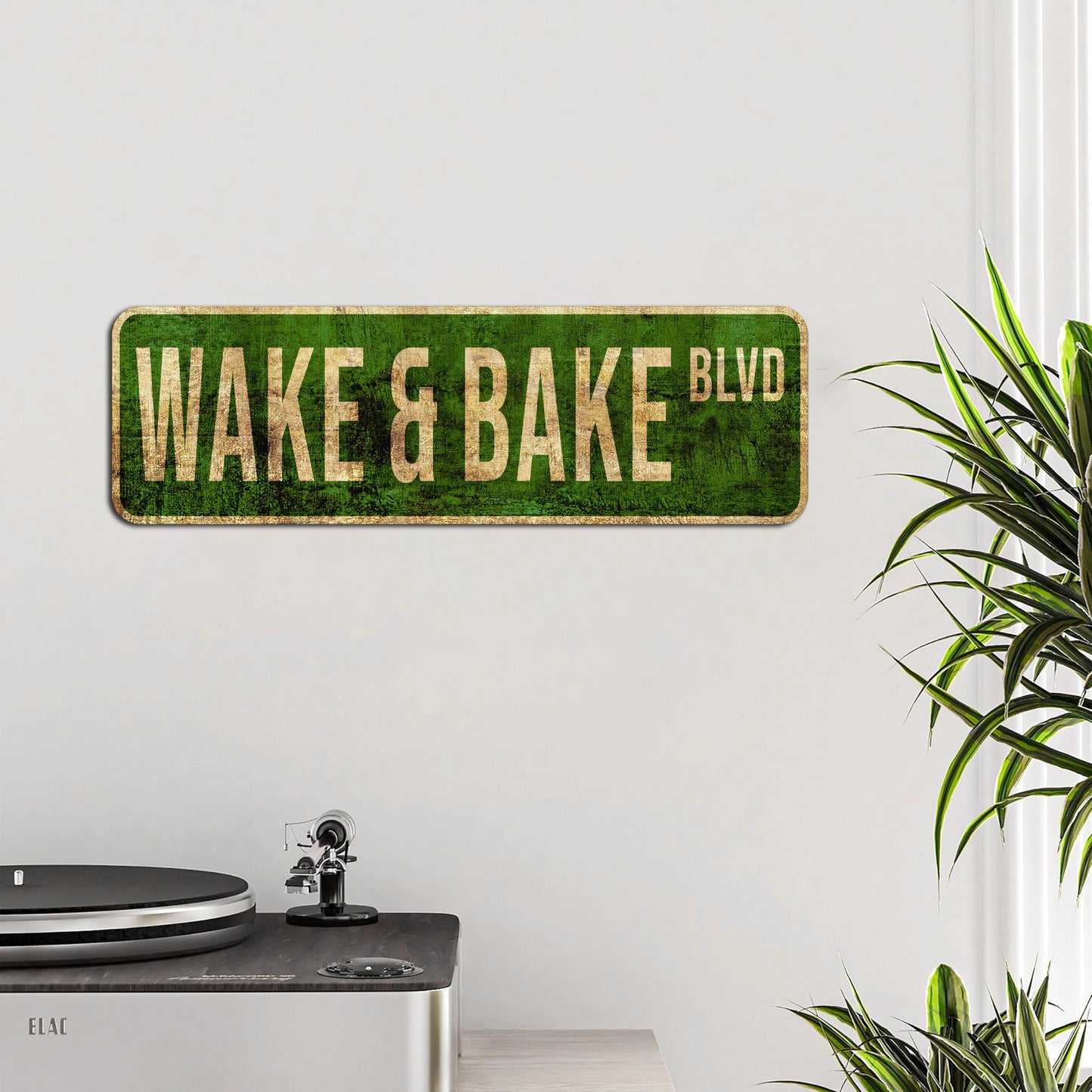 HK Studio Funny Street Sign for Teen Room 5" x 16" - Wake & Bake Blvd Dorm Decor, Hippie Room Decor Aesthetic, Funky Decor