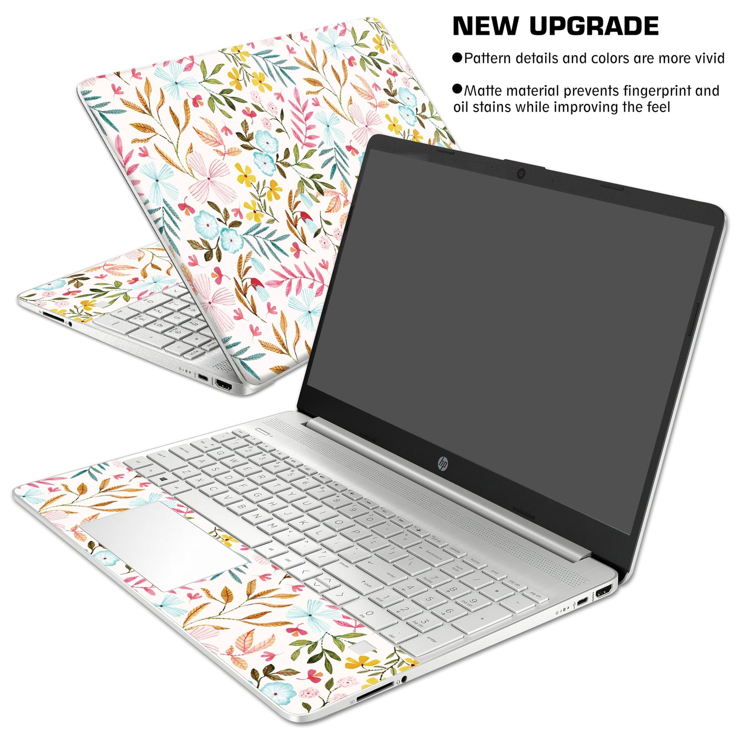 Laptop Skin Decal HP 15.6" - Botanical, Laptop Cover Sticker, No Cutting Required, No Bubble, Waterproof, Scratch Resistant - Including Wide Screen and Wrist Pad